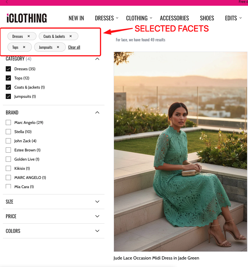 Real world example of selected filters